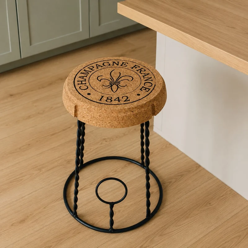 Hochwertiger Hocker aus Kork "Agraffe"
