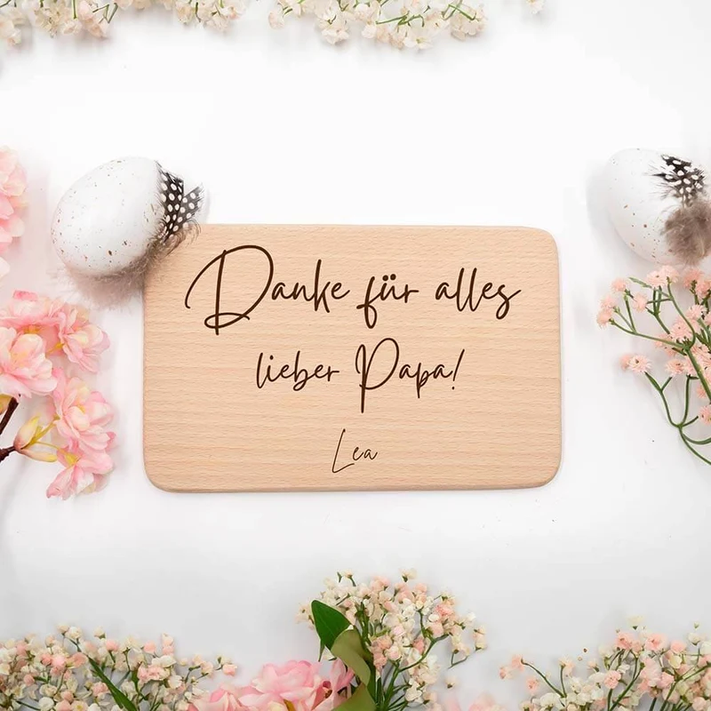 Frühstücksbrettchen Holz Danke für alles mit Gravur - Geschenk Vatertag