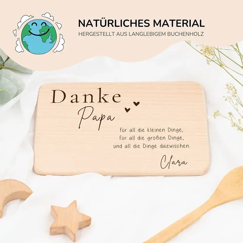 Frühstücksbrettchen Holz Danke Papa mit Gravur - Geschenk Vatertag