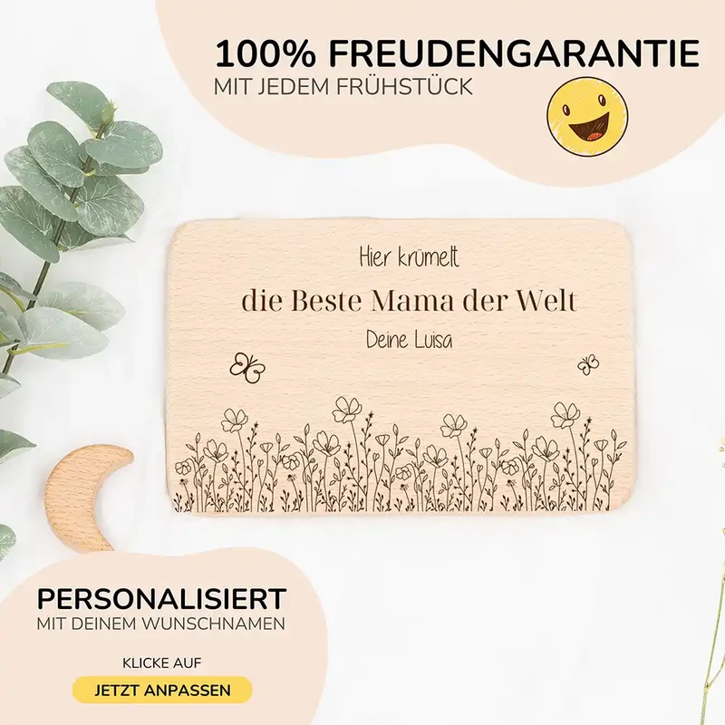 Frühstücksbrettchen Holz Die beste Mama der Welt mit Gravur - Geschenk Muttertag