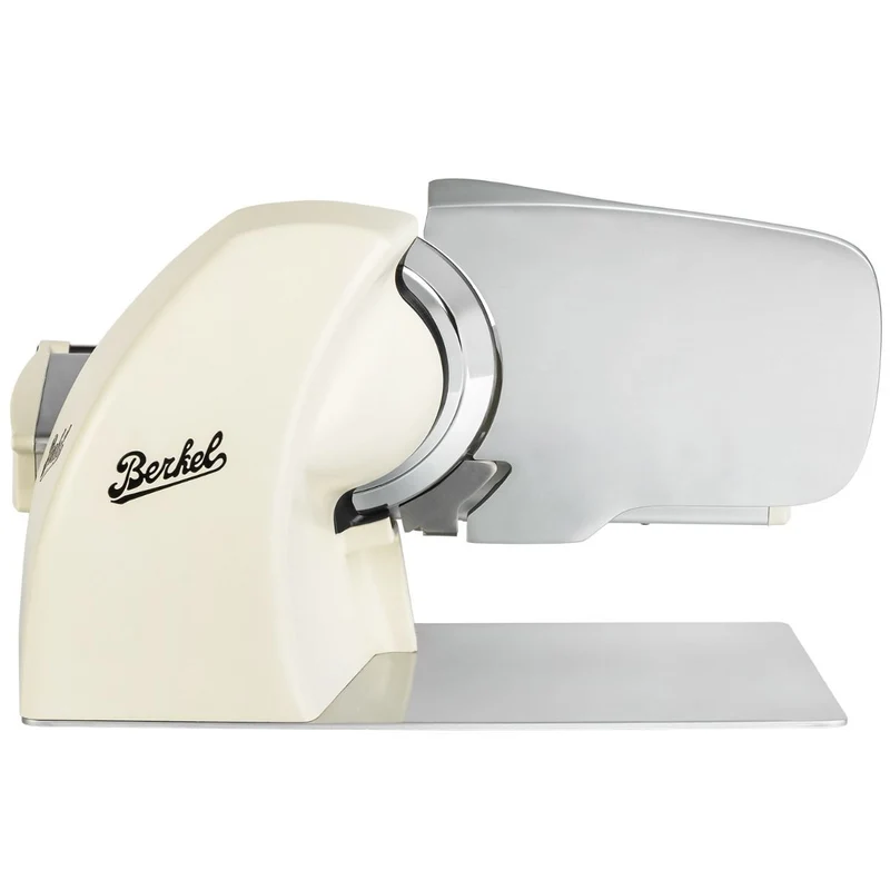 Berkel Home Line 200 Plus Creme Matt, Aufschnittmaschine - Neues Modell - Schneidemaschine + 100% handgefertigtes Schneidebrett Unikat