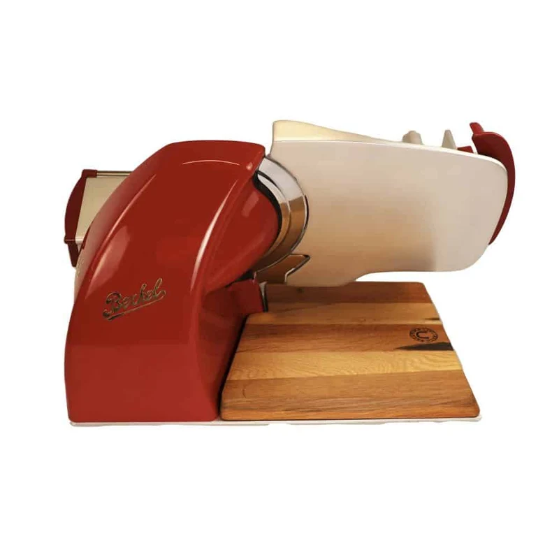 Berkel Home Line 250 Plus Creme Matt, Aufschnittmaschine, Schneidemaschine + 100% handgefertigtes Schneidebrett