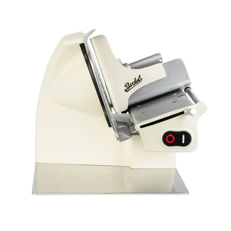 Berkel Home Line 250 Plus Creme Matt, Aufschnittmaschine, Schneidemaschine + 100% handgefertigtes Schneidebrett