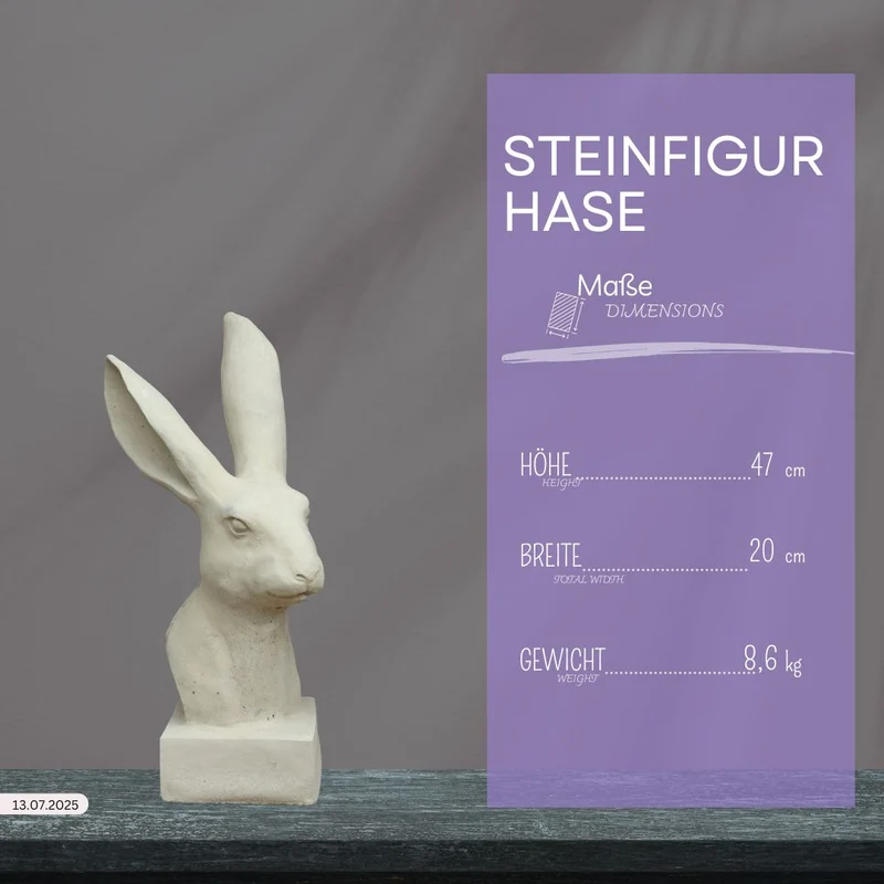 Handgefertigte Steinfigur "Hase" aus Deutschland
