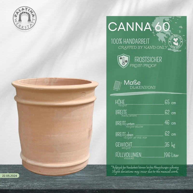 XXL Terracotta Pflanzkübel "Canna", H=60 cm