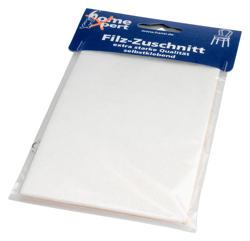Filzgleiter Zuschnitt 10x20cm weiß - 1 Stück