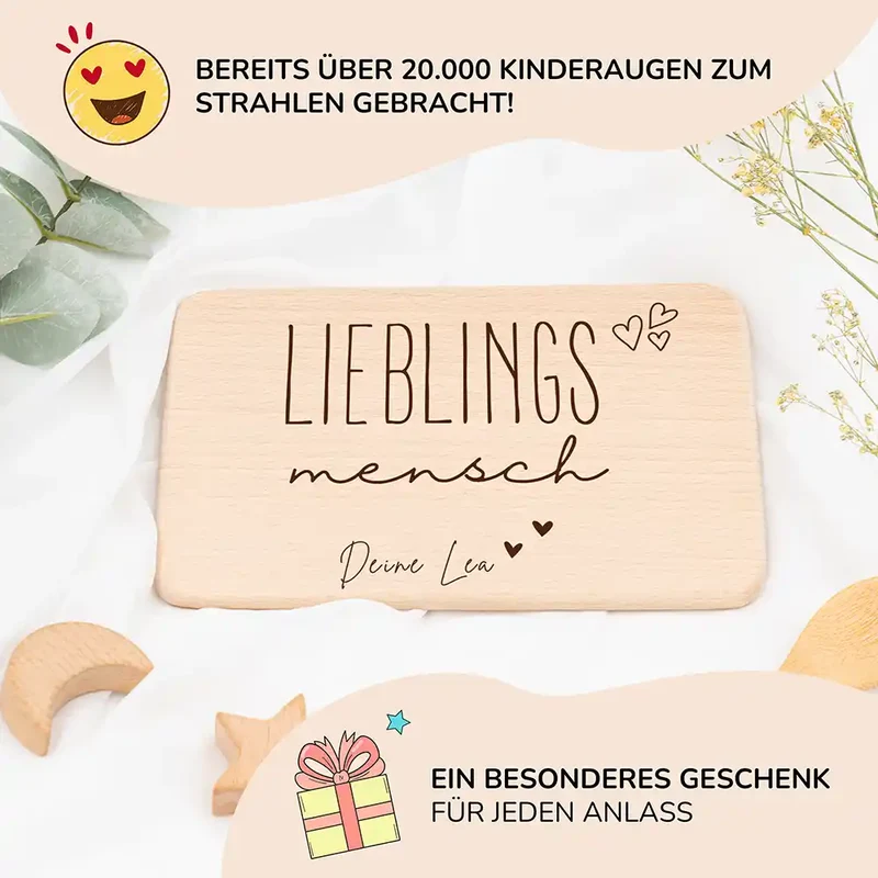 Frühstücksbrettchen Holz Lieblingsmensch aus Holz mit Gravur - Geschenk
