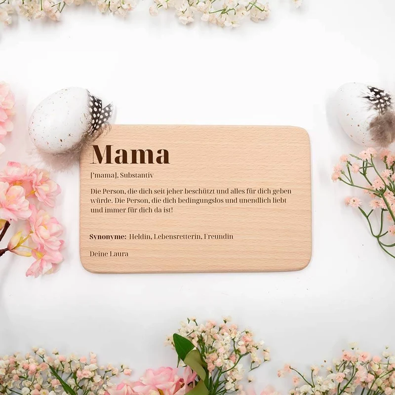 Frühstücksbrettchen Holz Frühstücksbrettchen Mama aus Holz mit Gravur - Muttertag Geschenk Schneidebrett