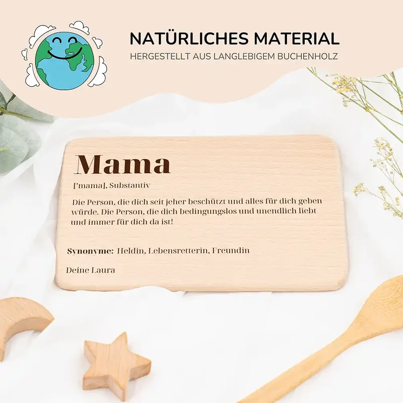 Frühstücksbrettchen Holz Frühstücksbrettchen Mama aus Holz mit Gravur - Muttertag Geschenk Schneidebrett