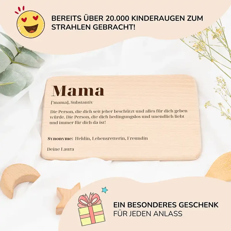 Frühstücksbrettchen Holz Frühstücksbrettchen Mama aus Holz mit Gravur - Muttertag Geschenk Schneidebrett