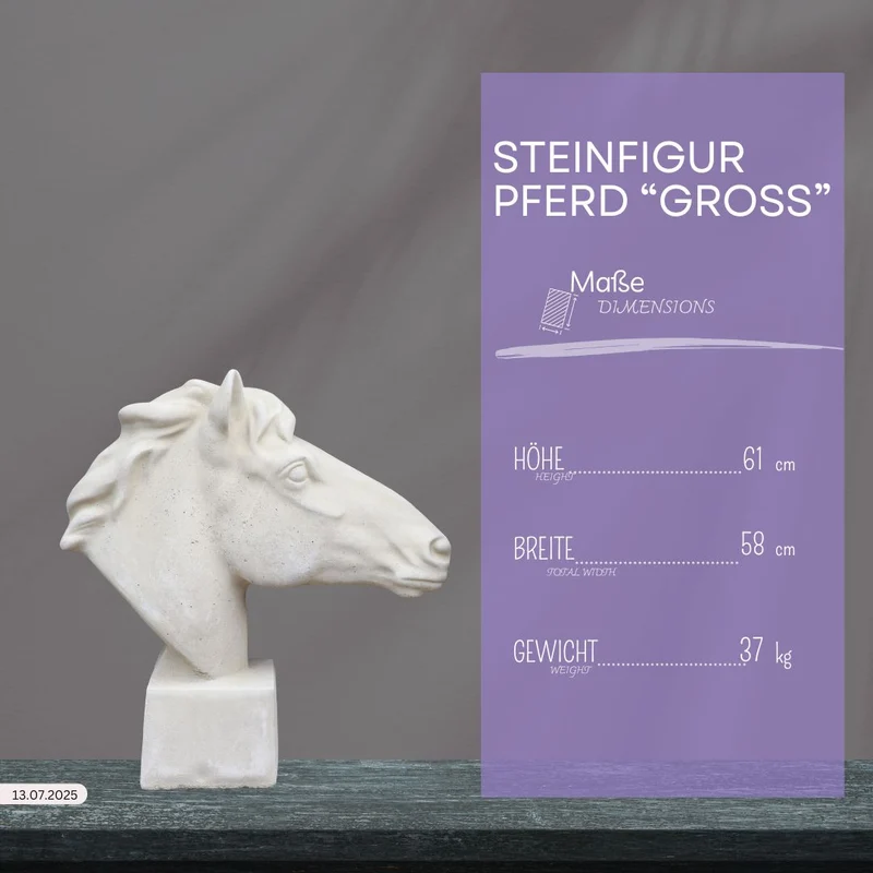 Handgefertigte Steinfigur "Pferd groß"