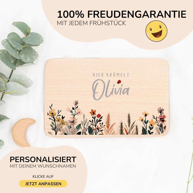 Frühstücksbrettchen Holz personalisiert - Flora