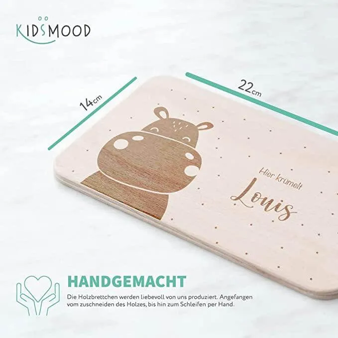 Frühstücksbrettchen Holz personalisiertFröhliches Nilpferd