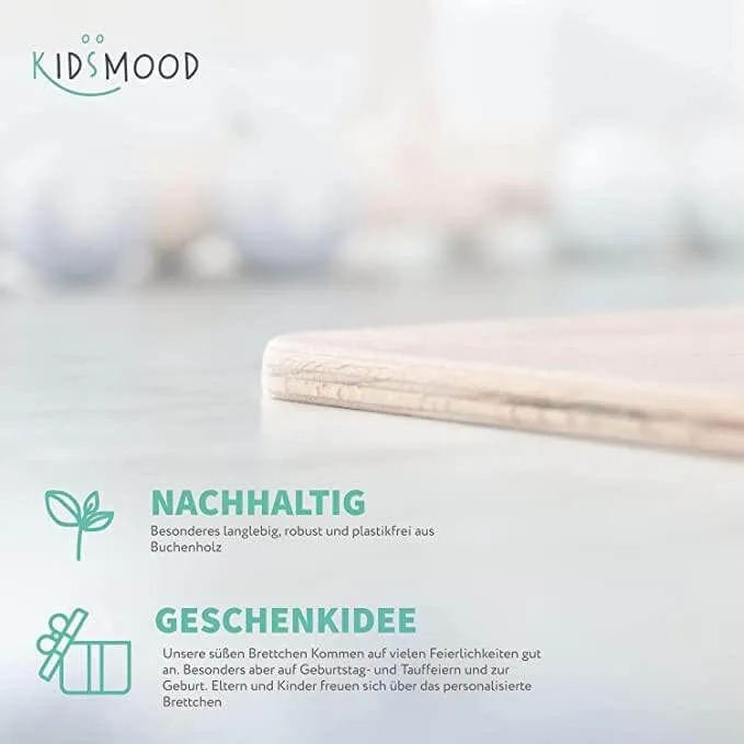 Frühstücksbrettchen Holz personalisiert Bärchen