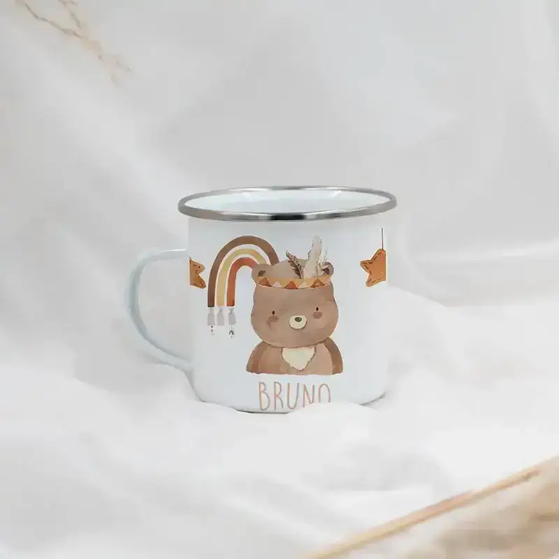 Emaille Tasse personalisiert - niedliche Motive