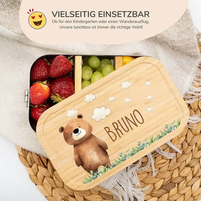 Brotdose personalisiert Bär auf der Wiese