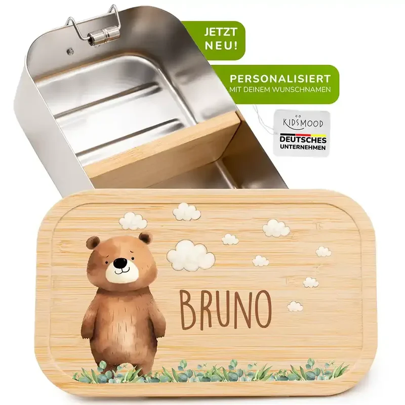 Brotdose personalisiert Bär auf der Wiese