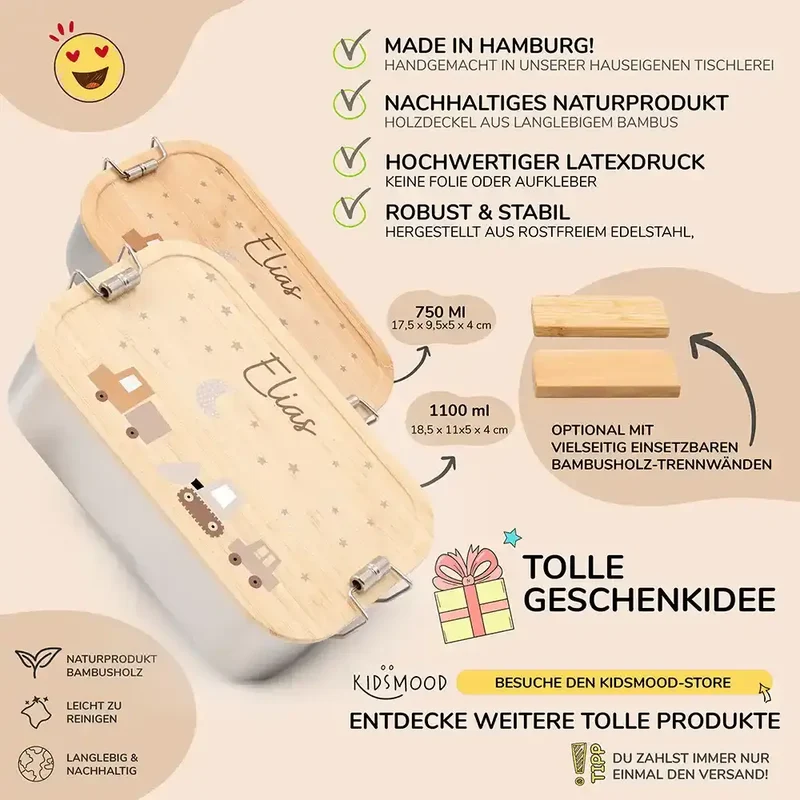 Brotdose Kinder personalisiert - Baustelle