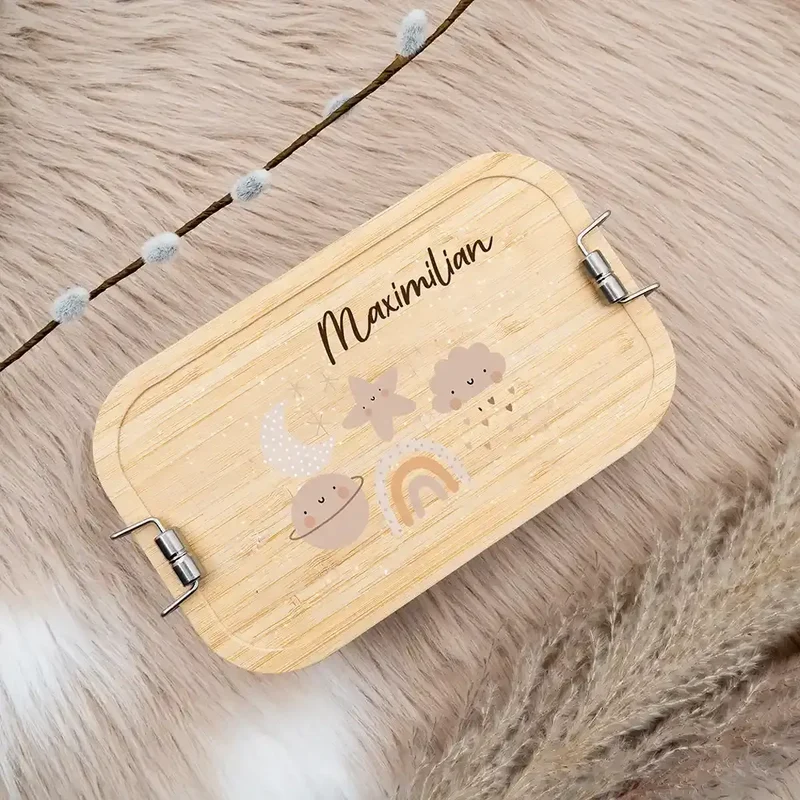 BrBrotdose Kinder personalisiert - Mond Wolke Stern Regenbogen