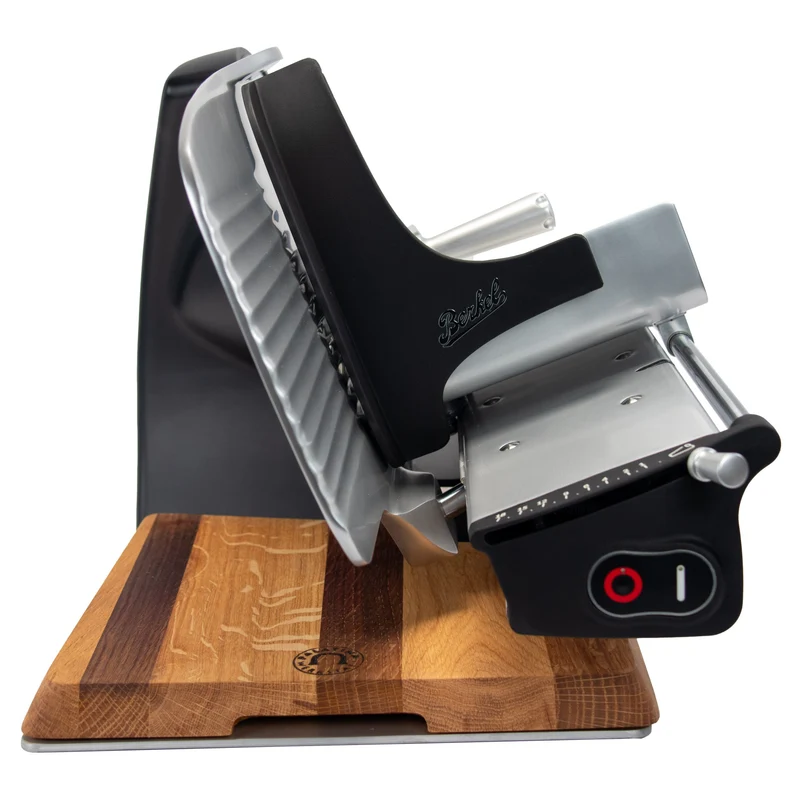 Berkel Home Line 250 Plus Schwarz Matt, Aufschnittmaschine, Schneidemaschine + 100% handgefertigtes Schneidebrett