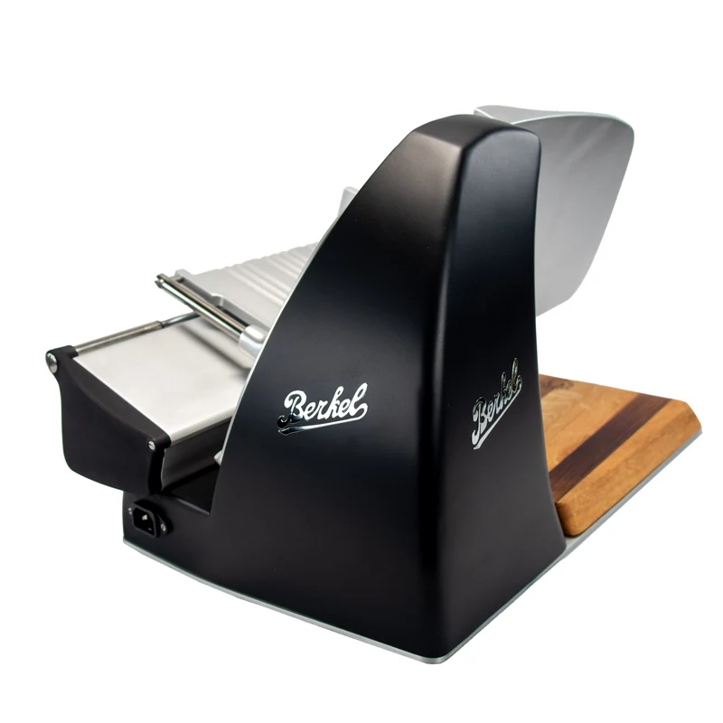 Berkel Home Line 250 Plus Schwarz Matt, Aufschnittmaschine, Schneidemaschine + 100% handgefertigtes Schneidebrett