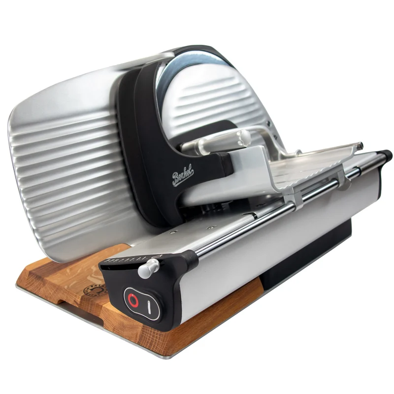Berkel Home Line 250 Plus Schwarz Matt, Aufschnittmaschine, Schneidemaschine + 100% handgefertigtes Schneidebrett