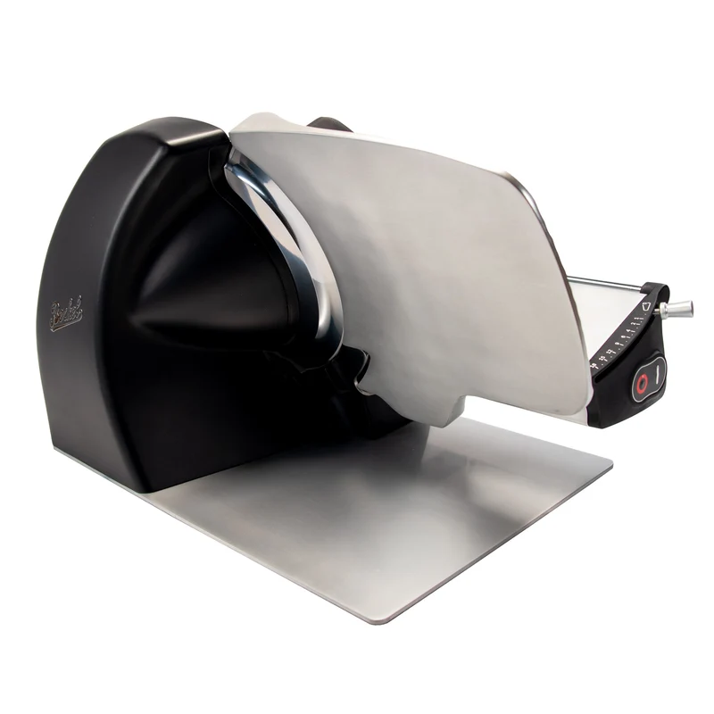 Berkel Home Line 250 Plus Schwarz Matt, Aufschnittmaschine, Schneidemaschine + 100% handgefertigtes Schneidebrett