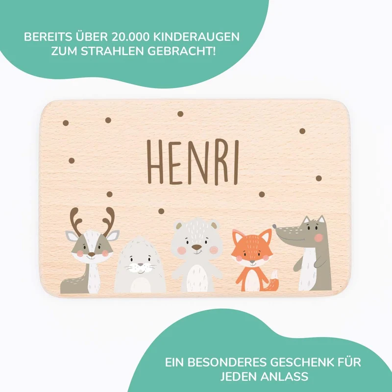Frühstücksbrettchen Holz Winter Animals