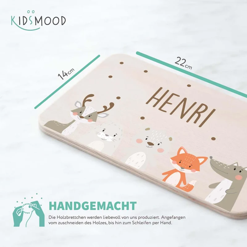 Frühstücksbrettchen Holz Winter Animals