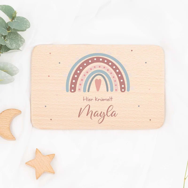 Frühstücks-Starter Set - Regenbogen: Tasse, Brettchen und Kinderteller