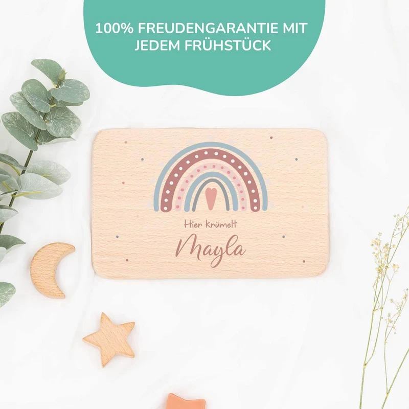 Frühstücksbrettchen Holz Regenbogen