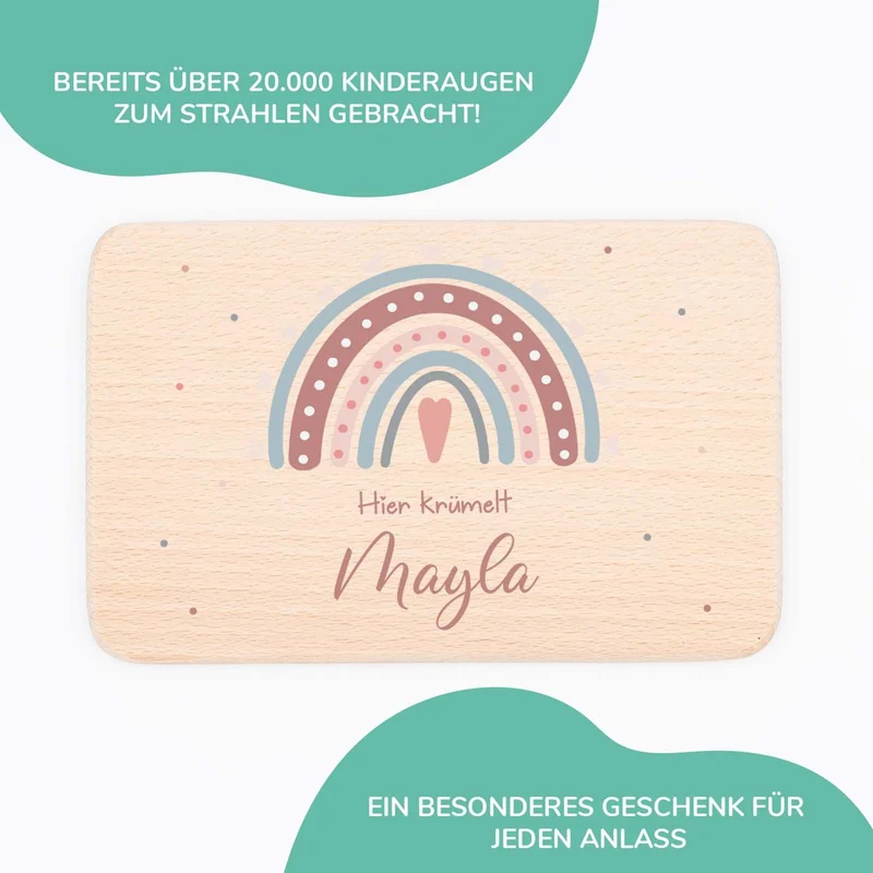 Frühstücksbrettchen Holz Regenbogen
