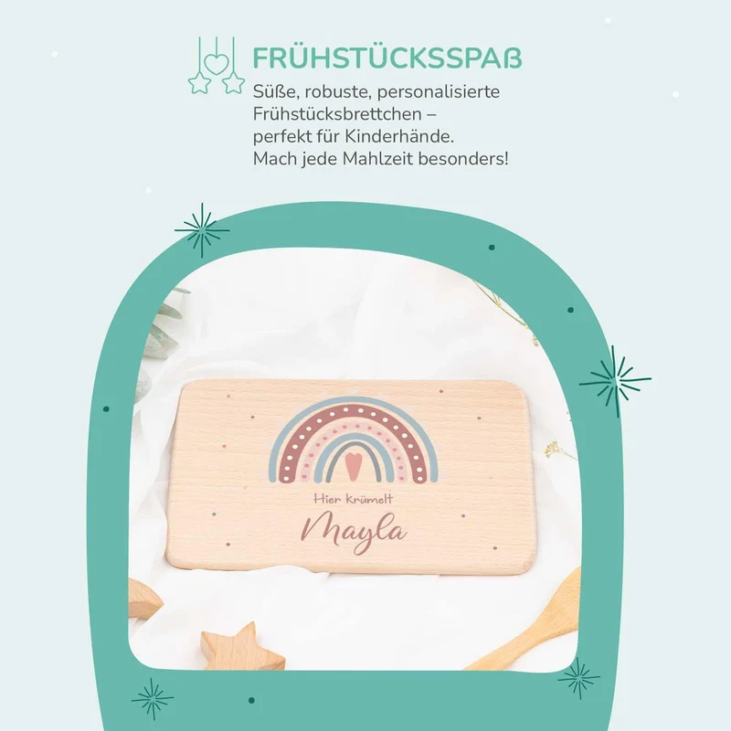 Frühstücksbrettchen Holz Regenbogen
