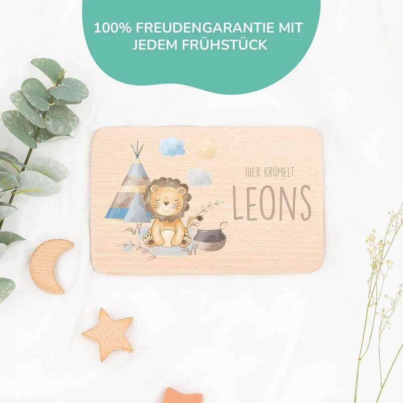 Frühstücksbrettchen Holz Tipi Löwe