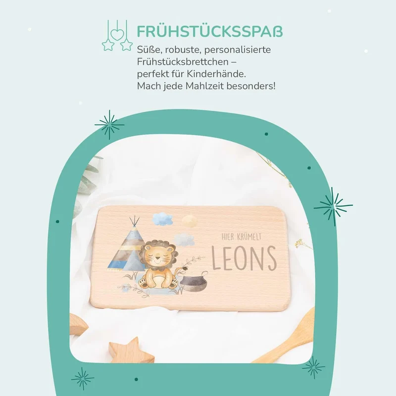 Frühstücksbrettchen Holz Tipi Löwe