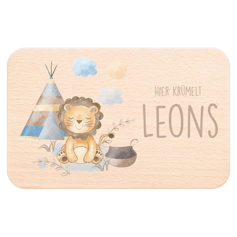 Frühstücksbrettchen Holz Tipi Löwe