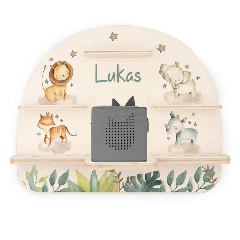 Kinderzimmer Aufbewahrung Safari-Bundle: Erinnerungskiste, Tonieregal, Garderobe