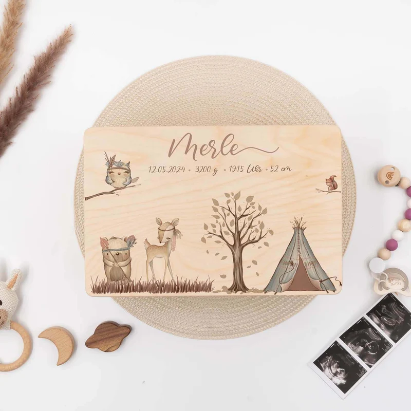 Kinderzimmer Aufbewahrung Woodland-Bundle: Erinnerungskiste, Tonieregal, Garderobe