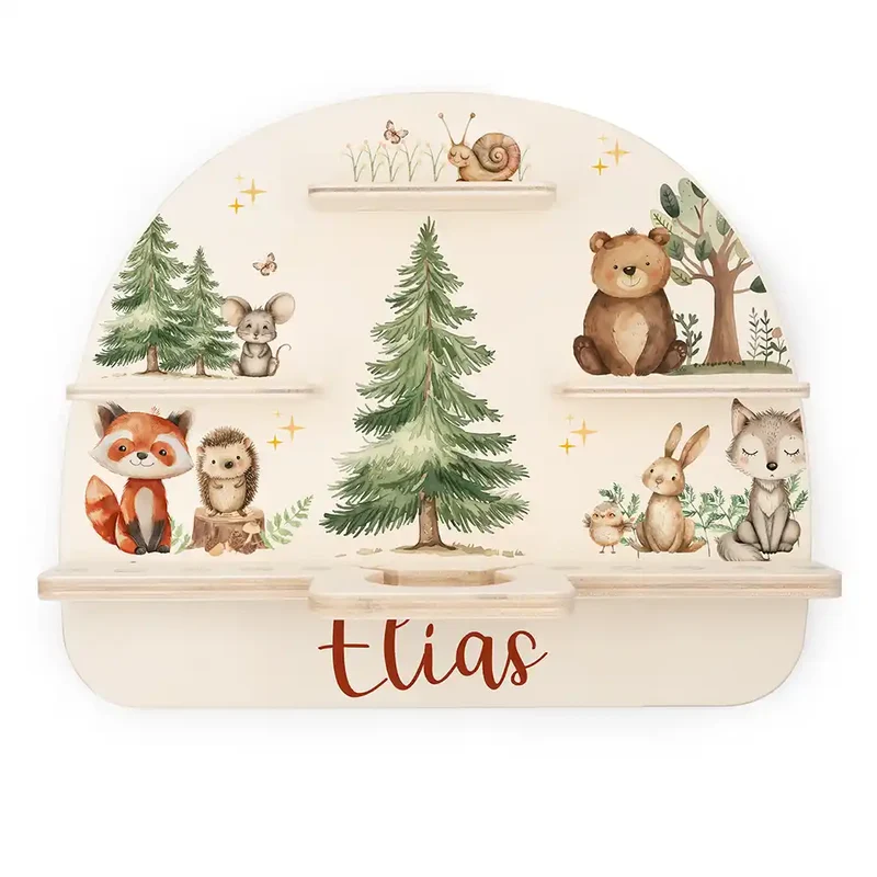 Kinderzimmer Aufbewahrung Waldtier-Bundle: Erinnerungskiste, Tonieregal, Garderobe