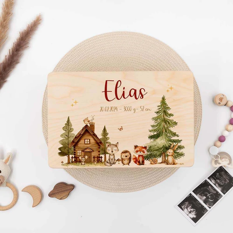 Kinderzimmer Aufbewahrung Waldtier-Bundle: Erinnerungskiste, Tonieregal, Garderobe