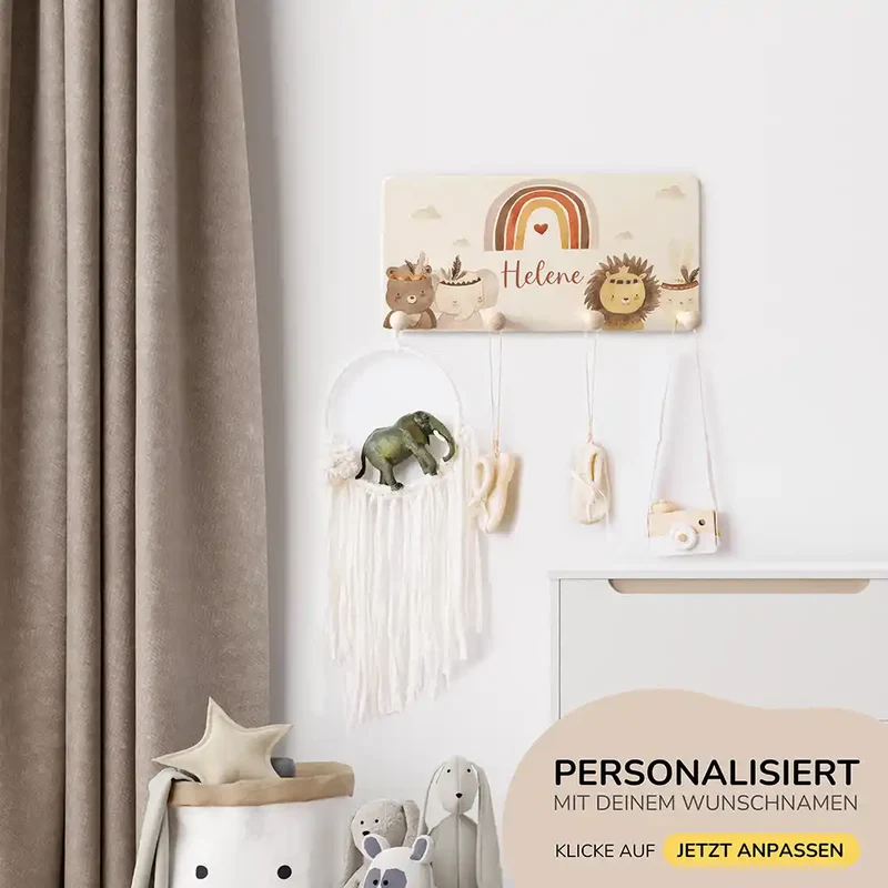 Kinderzimmer Aufbewahrung Boho-Bundle: Erinnerungskiste, Tonieregal, Garderobe