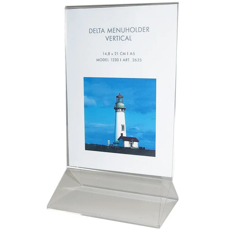 Acryl Menühalter Tischaufsteller Delta – transparenter Kartenhalter A4/A5