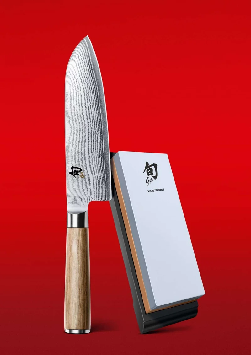 KAI X-MAS SELECTION DREAMBOX Shun Classic White Santoku + Schleifstein
