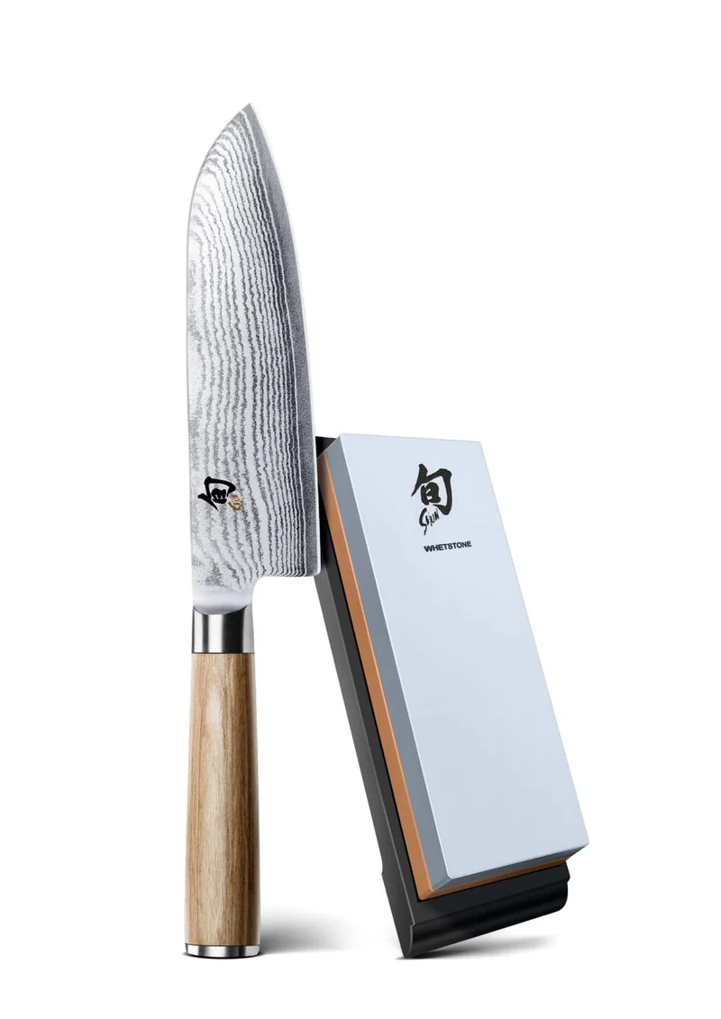 KAI X-MAS SELECTION DREAMBOX Shun Classic White Santoku + Schleifstein