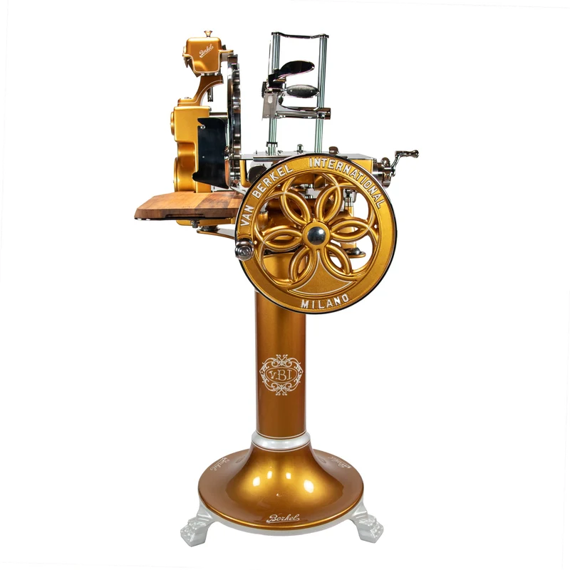 Berkel Volano B114 Schwungradmaschine Gold mit Fassholz- Einlegebrett