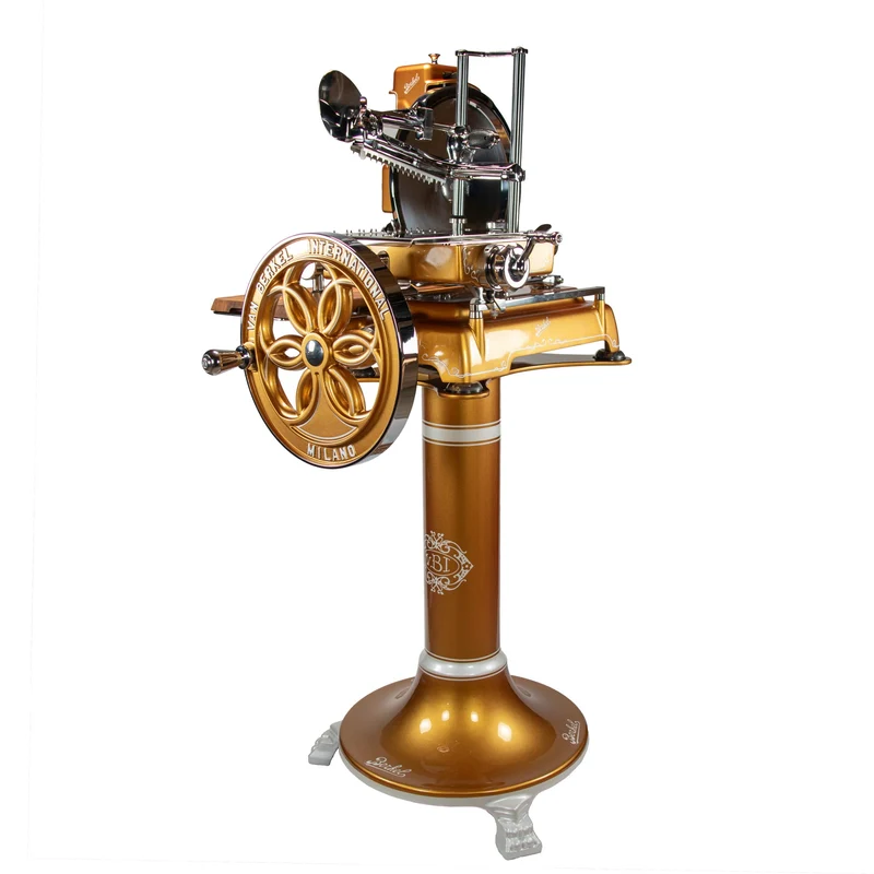 Berkel Volano B114 Schwungradmaschine Gold mit Fassholz- Einlegebrett