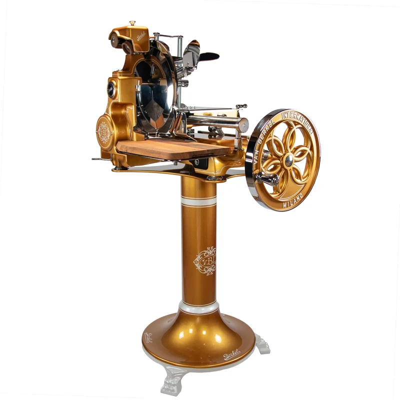 Berkel Volano B114 Schwungradmaschine Gold mit Fassholz- Einlegebrett
