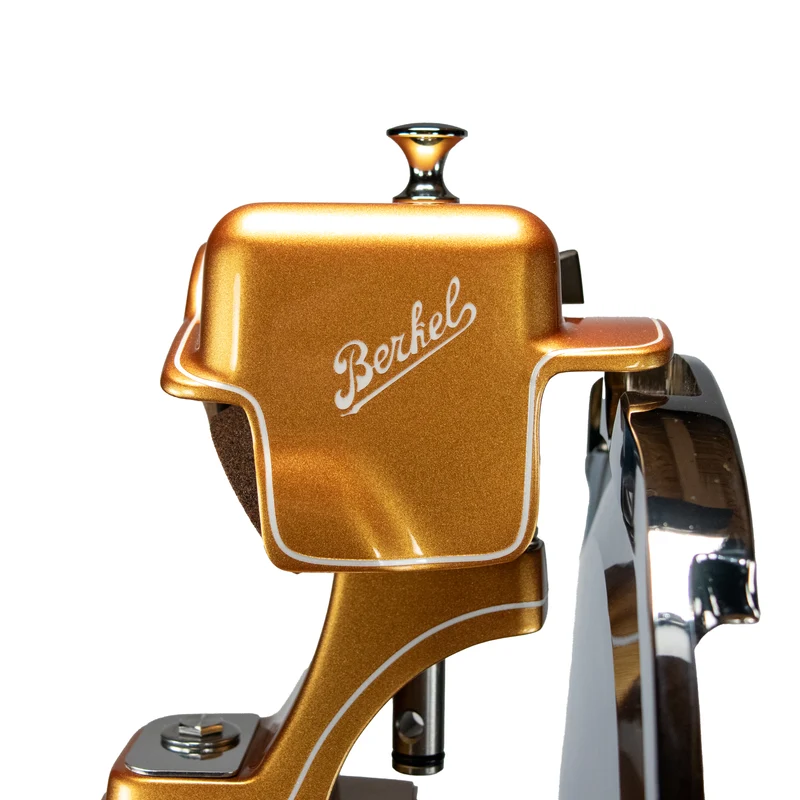 Berkel Volano B114 Schwungradmaschine Gold mit Fassholz- Einlegebrett