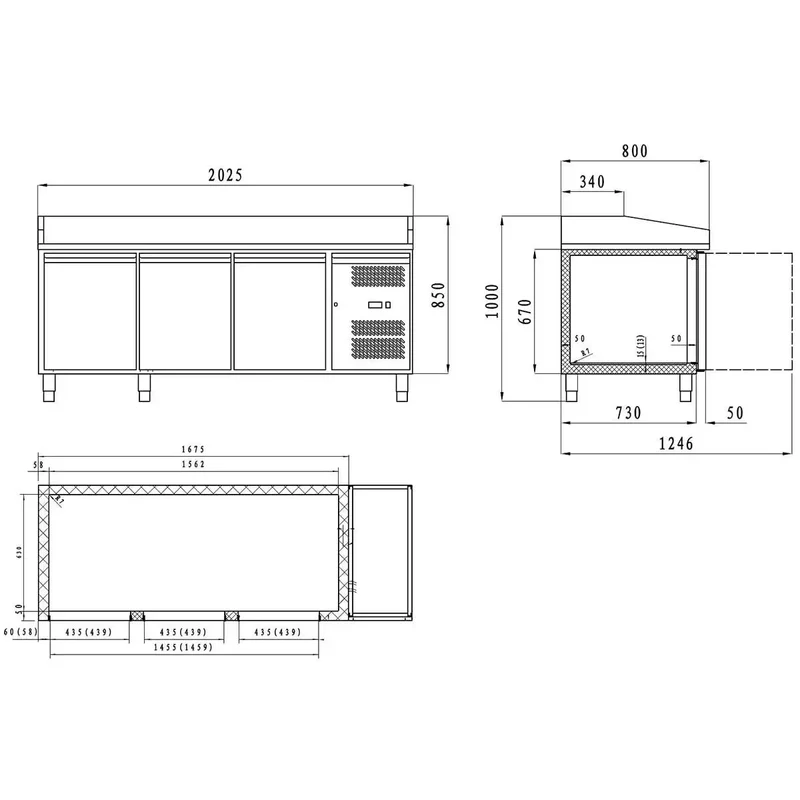 EASYLINE Pizzakühltisch 800 / 3-türig "grau"
