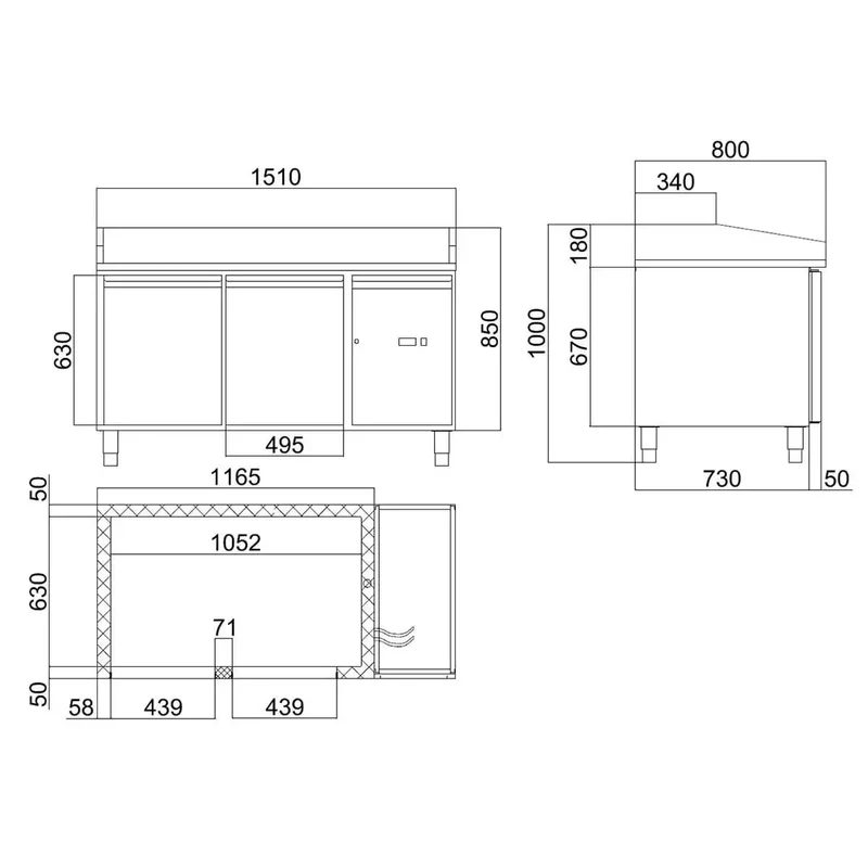 EASYLINE Pizzakühltisch 800 / 2-türig "grau"